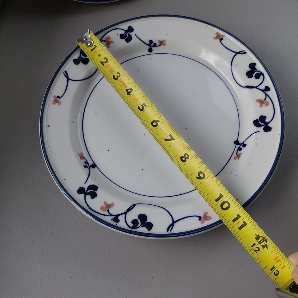 4 Ranmaru Dinner Plates Heavy Stonecraft BLUE F JORD #1777 Floral Vine Speckled - Picture 7 of 10